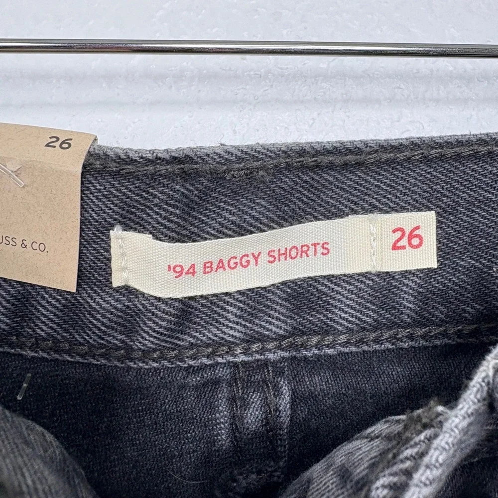 Levi‎ Strauss 94 Baggy Denim Shorts Black Wash Womens Size 26